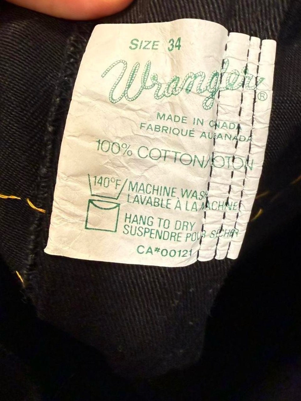 Black Women's Wide-Leg Wrangler with Yellow Lace Detail - Picture 3 of 4